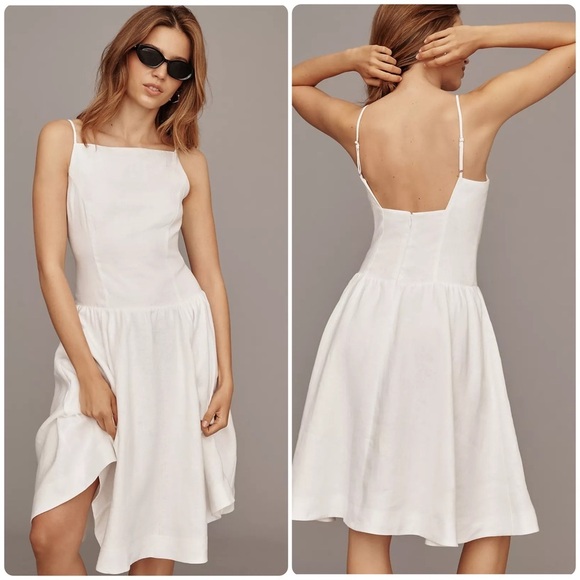 Reformation Clarabelle Linen Dress in White sz 10 NWT!
